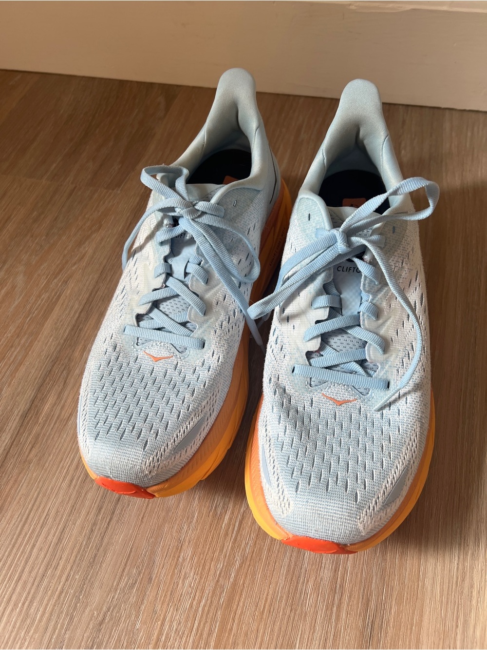 Hoka One One Clifton 8 Running Shoes Blue Orange Women’s 9.5B summer ice - Picture 2 of 10